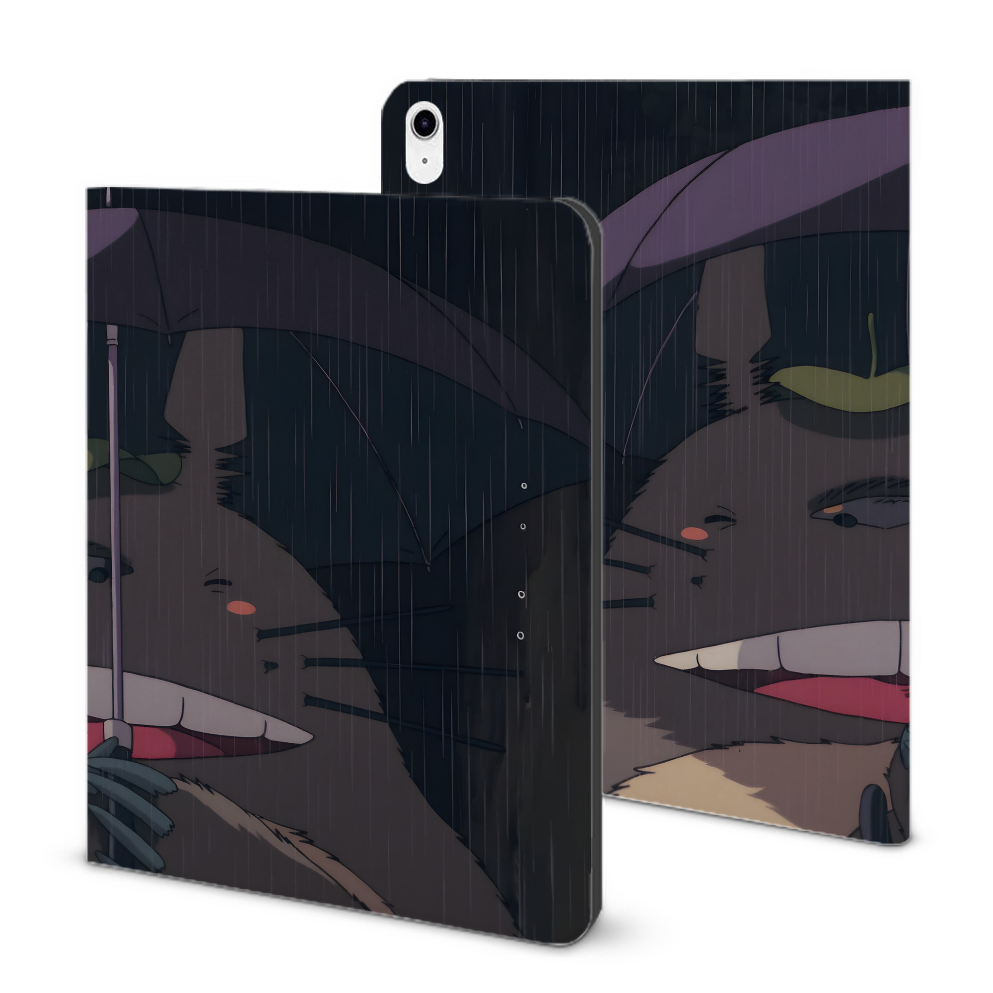 （画像用） となりのトトロ 草壁メイ 草壁サツキ My Neighbor Totoro Satsuki Kusakabe Mei Kusakabe IPad ケース ブック型 PUレザー TPU 耐衝撃 軽量 薄型 ペン収納なし 全面保護 IPad 各モデル対応